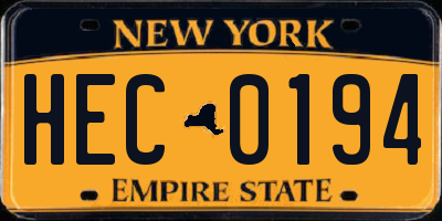 NY license plate HEC0194