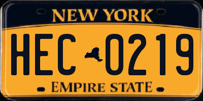 NY license plate HEC0219