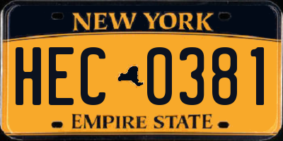 NY license plate HEC0381