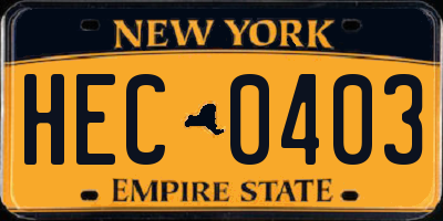 NY license plate HEC0403