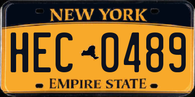 NY license plate HEC0489