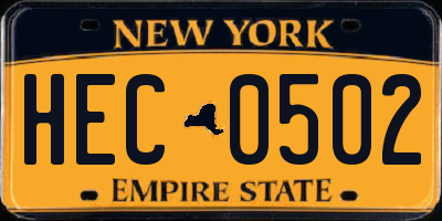 NY license plate HEC0502