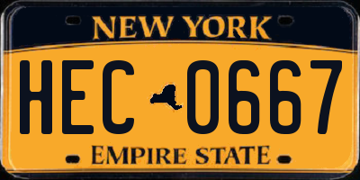 NY license plate HEC0667