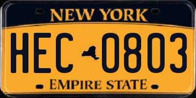 NY license plate HEC0803