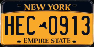 NY license plate HEC0913