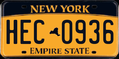NY license plate HEC0936