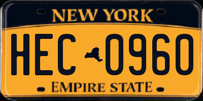 NY license plate HEC0960
