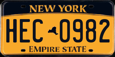 NY license plate HEC0982