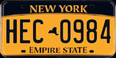 NY license plate HEC0984