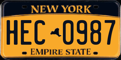 NY license plate HEC0987