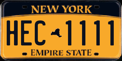 NY license plate HEC1111