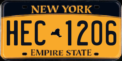 NY license plate HEC1206