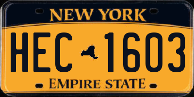 NY license plate HEC1603