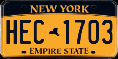 NY license plate HEC1703