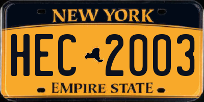 NY license plate HEC2003