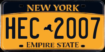 NY license plate HEC2007