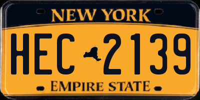 NY license plate HEC2139