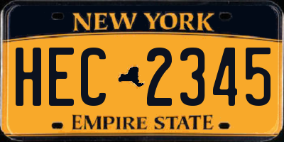 NY license plate HEC2345