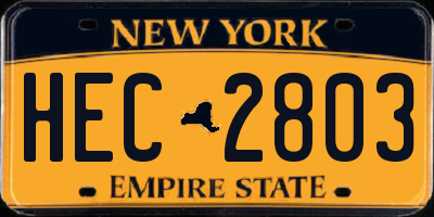 NY license plate HEC2803
