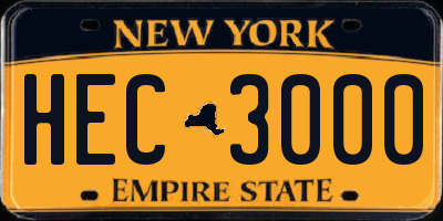 NY license plate HEC3000