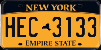 NY license plate HEC3133