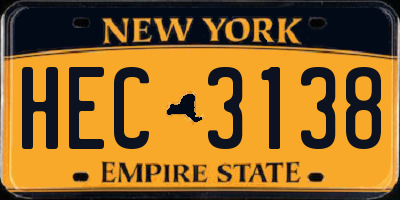 NY license plate HEC3138