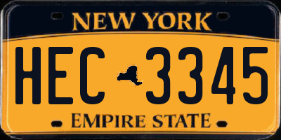 NY license plate HEC3345