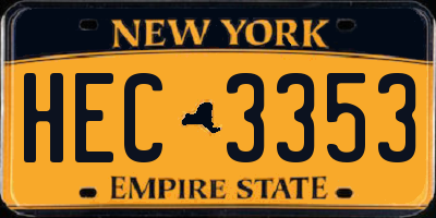 NY license plate HEC3353