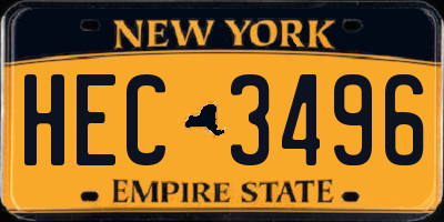 NY license plate HEC3496