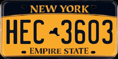 NY license plate HEC3603