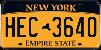 NY license plate HEC3640