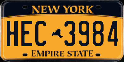 NY license plate HEC3984