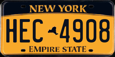 NY license plate HEC4908