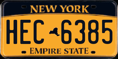 NY license plate HEC6385