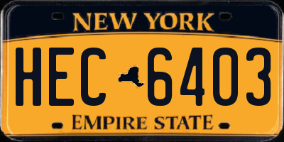 NY license plate HEC6403