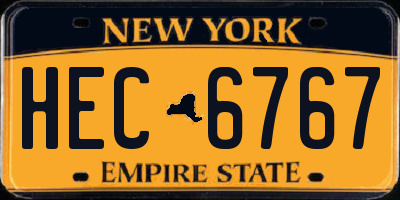 NY license plate HEC6767