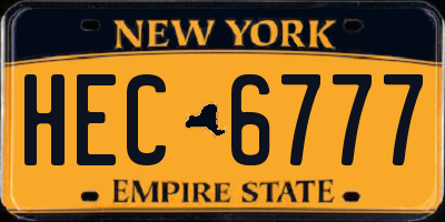 NY license plate HEC6777