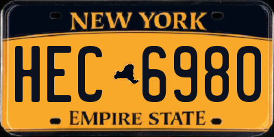 NY license plate HEC6980