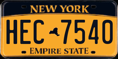 NY license plate HEC7540