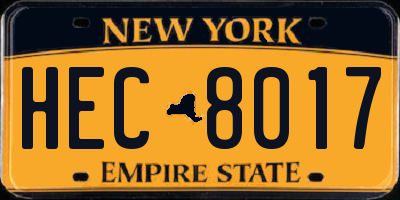 NY license plate HEC8017