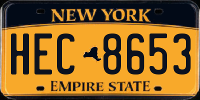 NY license plate HEC8653