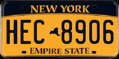 NY license plate HEC8906