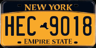 NY license plate HEC9018