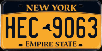 NY license plate HEC9063
