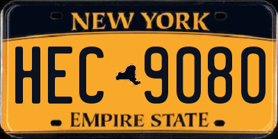 NY license plate HEC9080