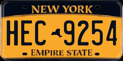 NY license plate HEC9254