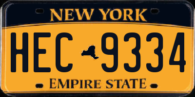 NY license plate HEC9334