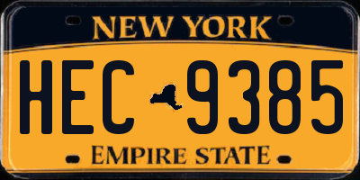 NY license plate HEC9385