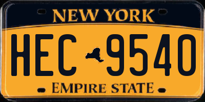 NY license plate HEC9540