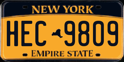 NY license plate HEC9809
